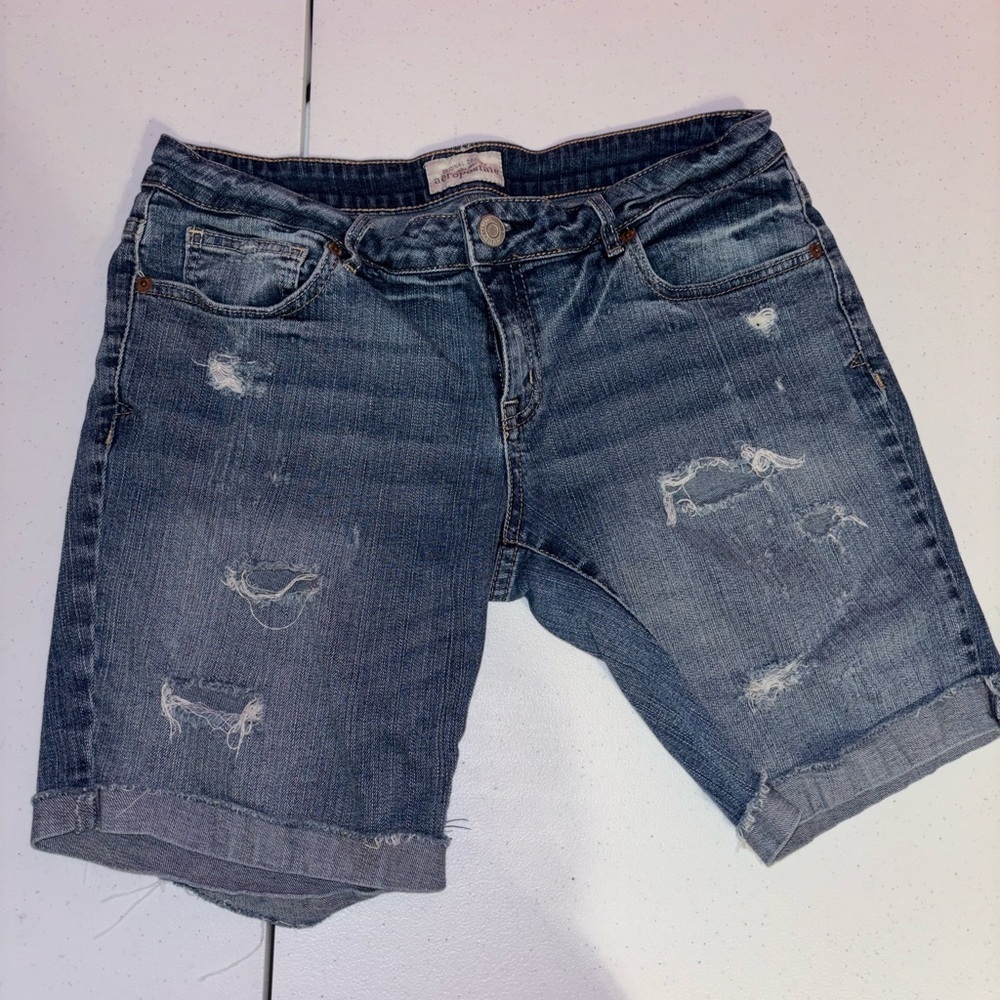 Aeropostale Blue Distressed Jean Shorts